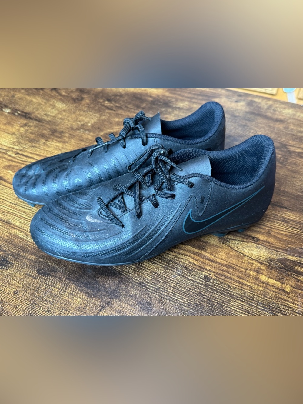 Nike Men’s phantom gx Black Soccer Cleats with Teal Swoosh